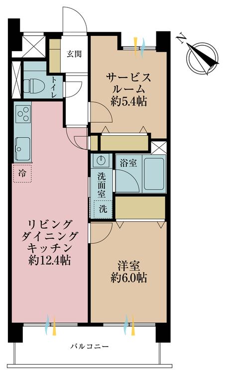 その他 1LDK+S（納戸）、専有面積53.3m2、バルコニー面積7.05m2