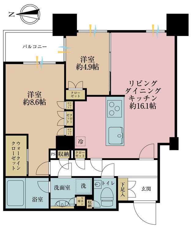 その他 2LDK、専有面積68.05m2、バルコニー面積3.97m2