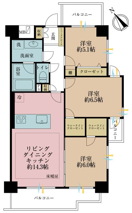 その他 3LDK、専有面積73.05m2、バルコニー面積13.54m2