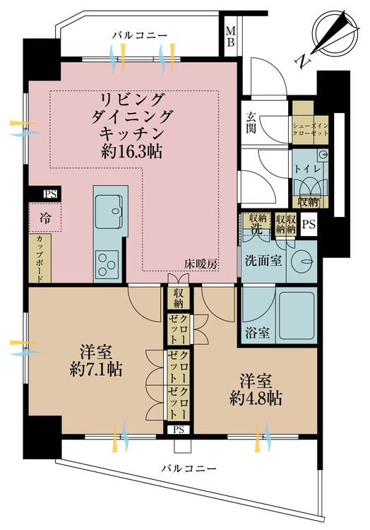 その他 2LDK、専有面積59.67m2、バルコニー面積11.51m2