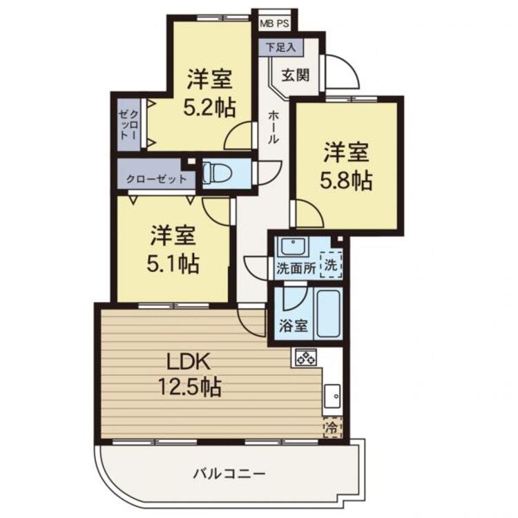 間取り 【間取り図】新規フルリノベーション物件です！南西ワイドスパンバルコニーにつき陽当たり良好です！