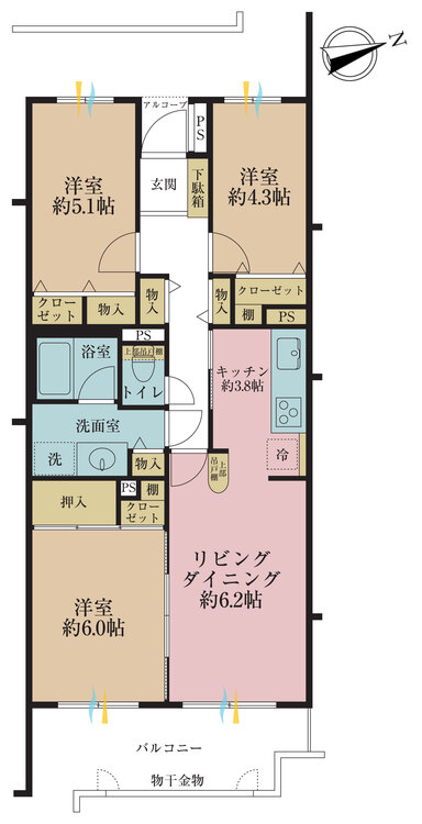 その他 3LDK、専有面積66.09m2、バルコニー面積10.51m2