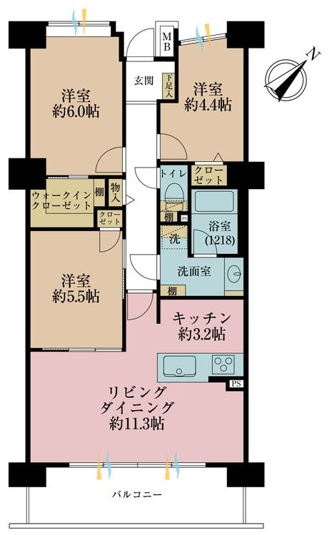 その他 3LDK、専有面積70.27m2、バルコニー面積10.2m2