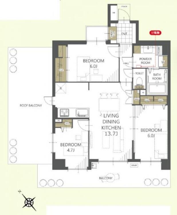 間取り 暖かな光と穏やかな風が満ちる、南西角部屋の誘惑