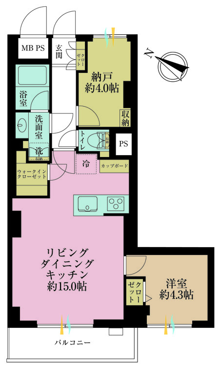 その他 1LDK+S（納戸）、専有面積54.67m2、バルコニー面積5.48m2
