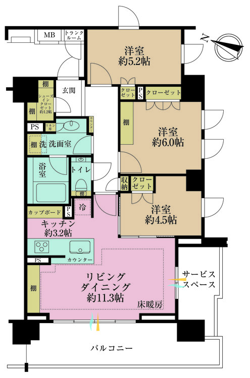 その他 3LDK、専有面積70.06m2、バルコニー面積13.23m2