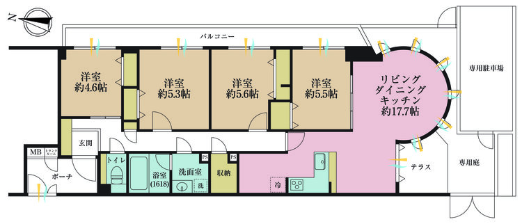 その他 4LDK、専有面積102m2、バルコニー面積16.91m2