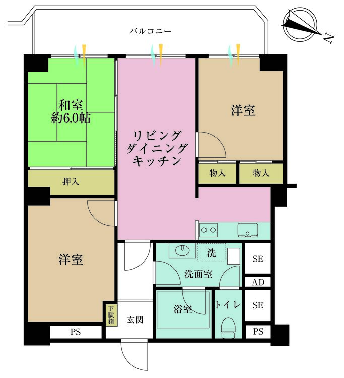 その他 3LDK、専有面積66.85m2、バルコニー面積12.7m2