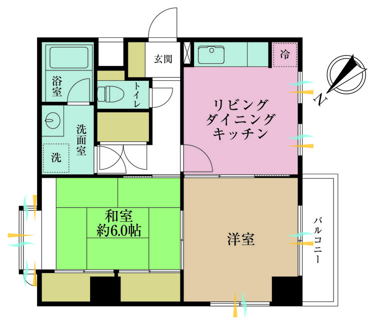その他 2LDK、専有面積50.57m2、バルコニー面積3.6m2