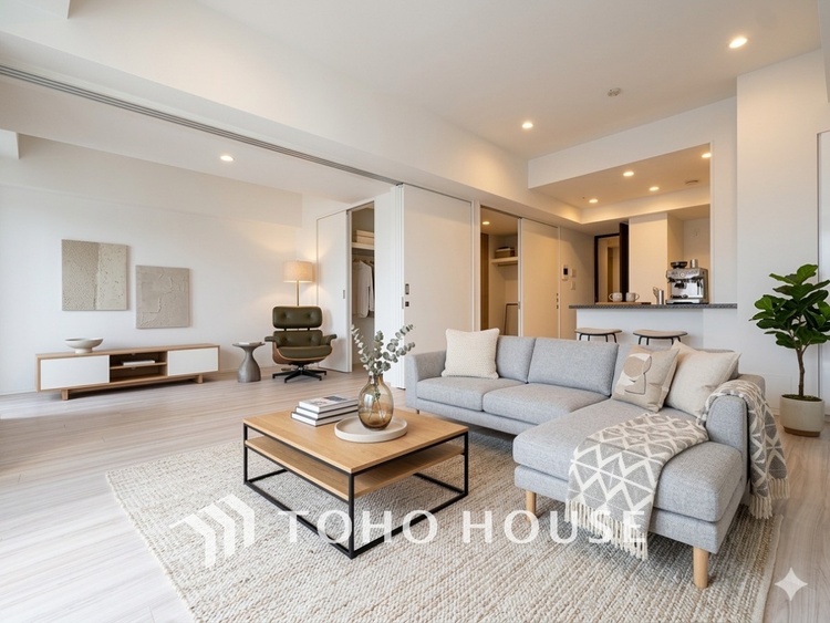 内装 【LIVING】◆煌びやか◆愛おしい家族との団欒の時間をより一層幸せなものに感じさせる煌びやかなLDK。輝かしい毎日が待っています。※この画像の家具の配置には、CGによる加工を施しております。