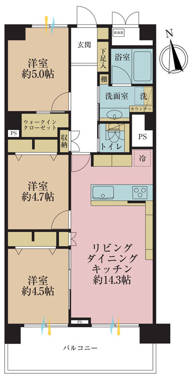 その他 3LDK、専有面積72m2、バルコニー面積8.34m2