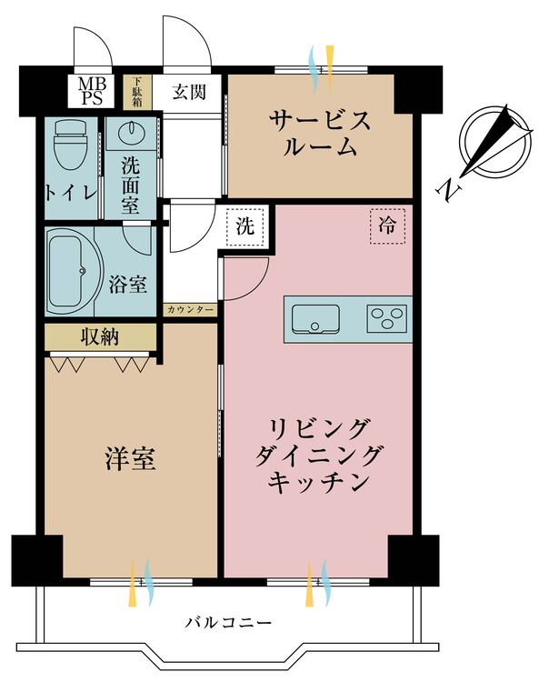 その他 1LDK+S（納戸）、専有面積47.49m2、バルコニー面積6.59m2