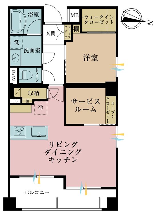 その他 1LDK+S（納戸）、専有面積53.7m2、バルコニー面積8.35m2