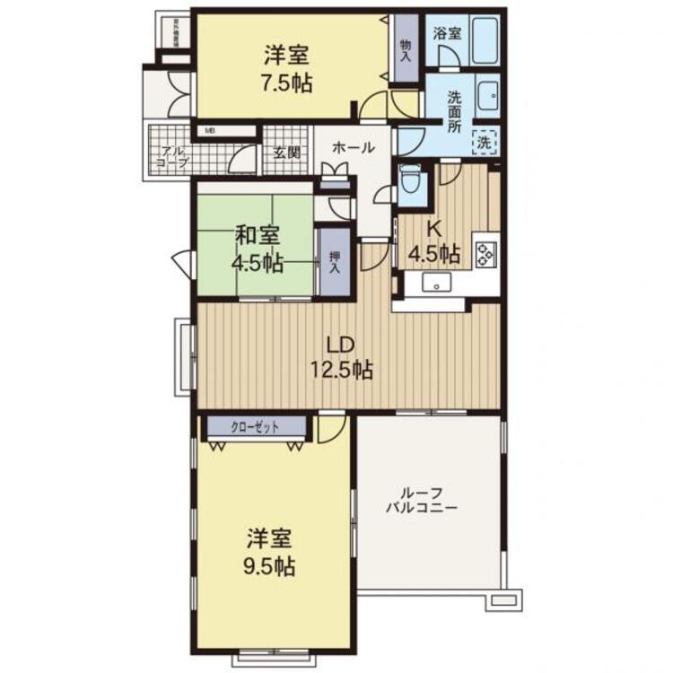 間取り 【間取り図】ルーフバルコニー付きで陽当り、風通し良好です！