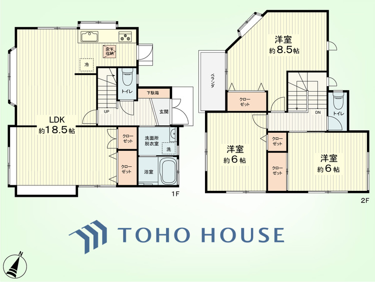 間取り 3LDK　建物面積95.08平米、土地面積100.55平米