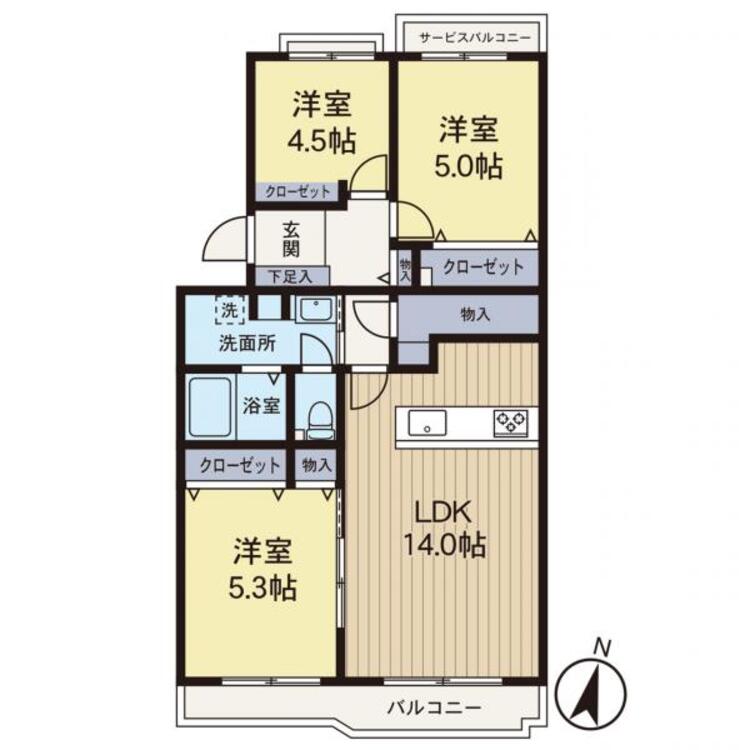 間取り 【間取り図】リフォーム物件です！２面バルコニーで陽当り良好です！