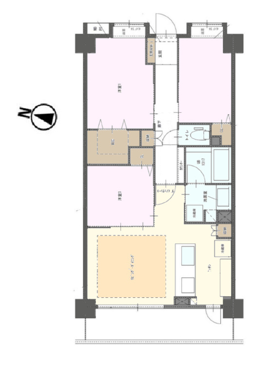 その他 3LDK、専有面積63.72m2、バルコニー面積8.26m2
