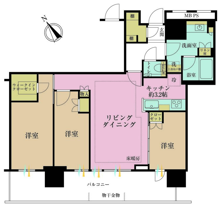 その他 3LDK、専有面積79.36m2、バルコニー面積18.71m2