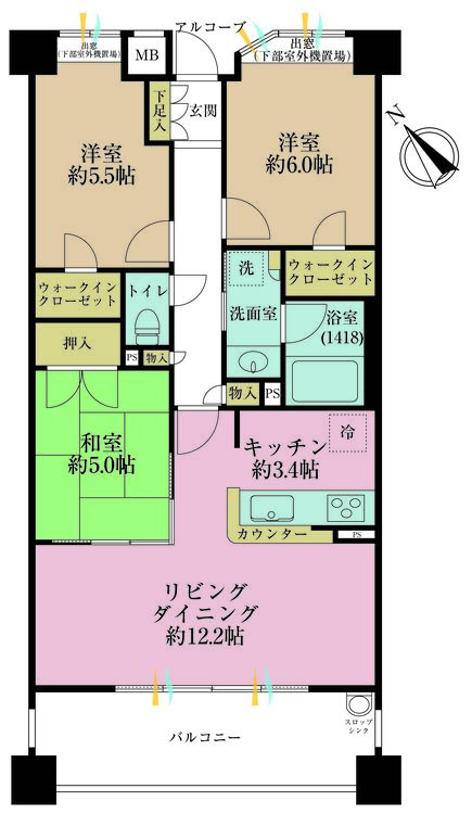 その他 3LDK、専有面積71.09m2、バルコニー面積12.5m2