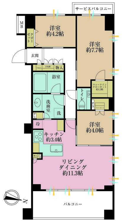 その他 3LDK、専有面積72.85m2、バルコニー面積11.06m2