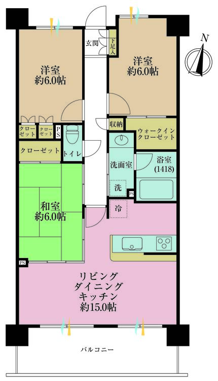 その他 3LDK、専有面積73.24m2、バルコニー面積11.16m2