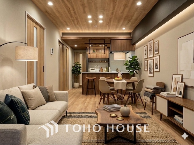 内装 ＊配置してある家具や小物はCGによるイメージ画像です。忙しい朝でも、しっかり家族が揃って食事をして頂けるゆとりある大きさのダイニングスペース。