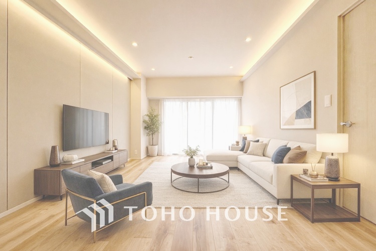 内装 【LIVING】◆煌びやか◆愛おしい家族との団欒の時間をより一層幸せなものに感じさせる煌びやかなLDK。輝かしい毎日が待っています。※この画像の家具の配置には、CGによる加工を施しております。