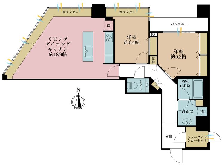 その他 2LDK、専有面積78.51m2、バルコニー面積6.43m2