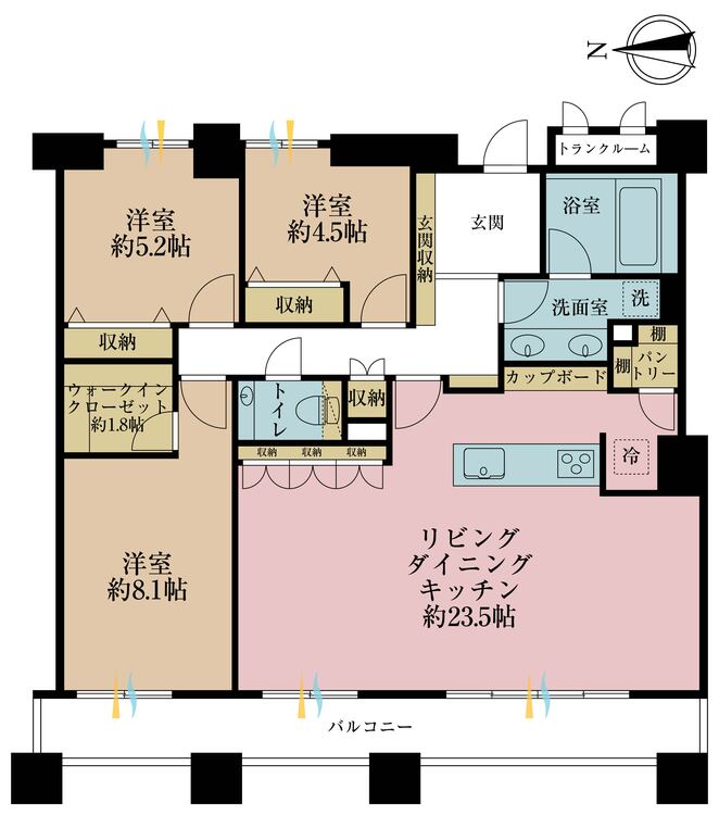 その他 3LDK、専有面積104.25m2、バルコニー面積13.75m2