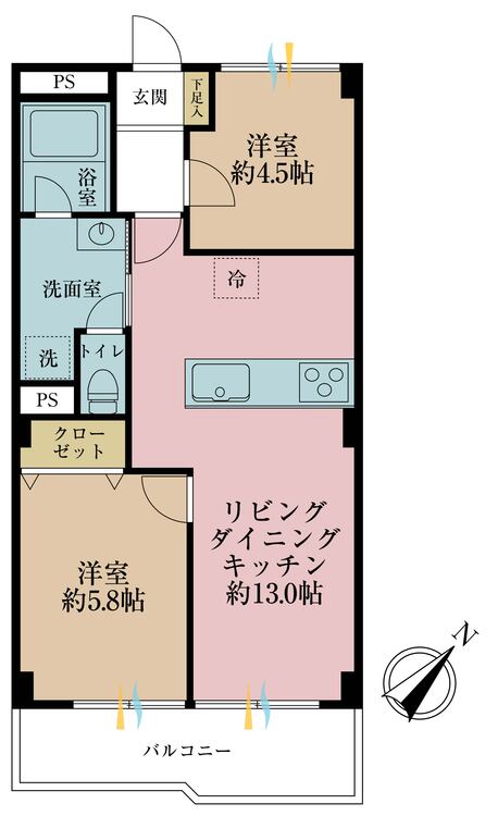 その他 2LDK、専有面積53.46m2、バルコニー面積6.78m2
