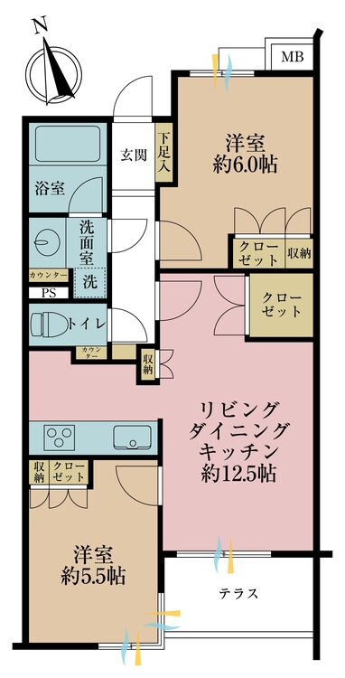 その他 2LDK、専有面積55.39m2