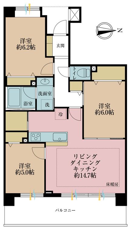 その他 3LDK、専有面積71.25m2、バルコニー面積12.97m2