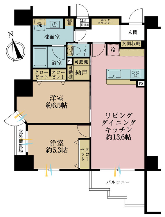 その他 2LDK、専有面積60.61m2、バルコニー面積4.8m2
