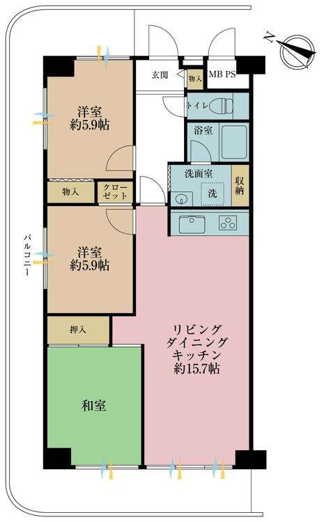 その他 3LDK、専有面積72m2、バルコニー面積25.29m2