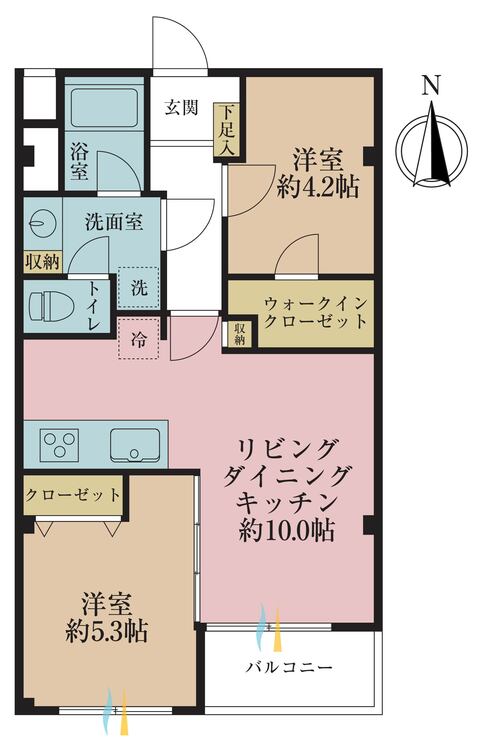 間取り 2LDK、専有面積50.22?、バルコニー面積確認中