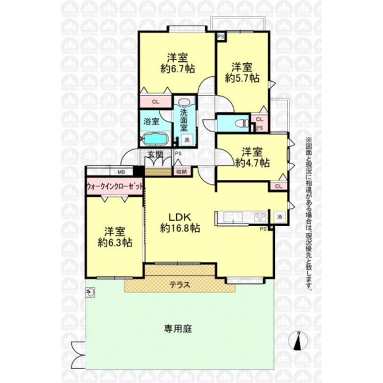 間取り 専用庭41.74m2！4LDKのお部屋です。