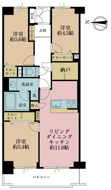 その他 3LDK+S（納戸）、専有面積67.23m2、バルコニー面積7.8m2