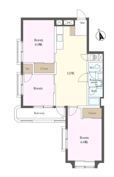 その他 3LDK、専有面積62.14m2、バルコニー面積5m2