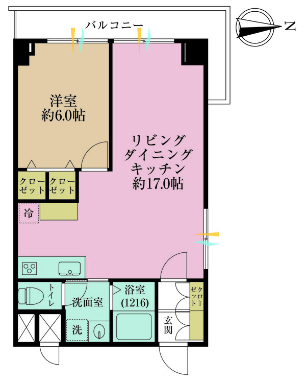 その他 1LDK、専有面積45.27m2、バルコニー面積7.08m2