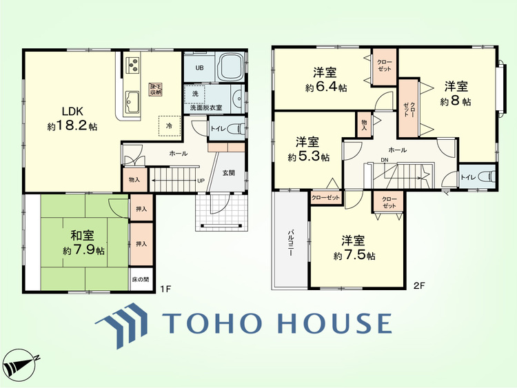 間取り 5LDK　土地面積168.14平米、建物面積130.03平米