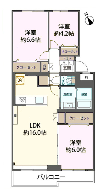 その他 3LDK、専有面積70.66m2、バルコニー面積6.23m2