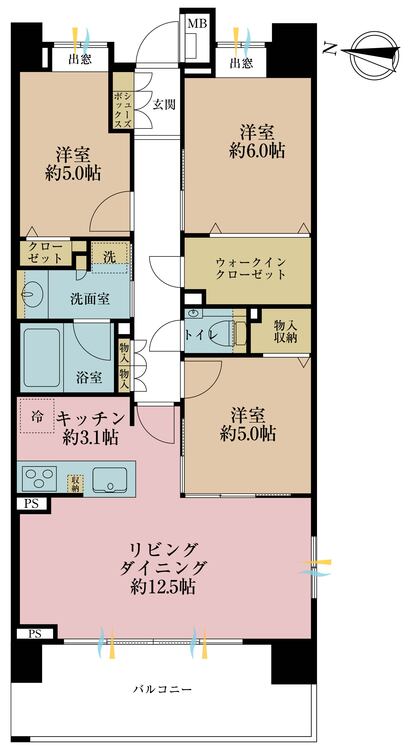 その他 3LDK,専有面積75.73m2、バルコニー面積12.2m2