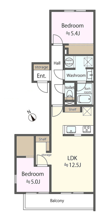 その他 2LDK、専有面積62.02m2、バルコニー面積6.48m2