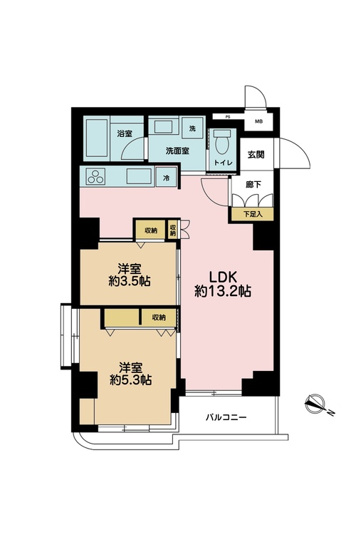その他 2LDK、専有面積49.78m2、バルコニー面積3.6m2
