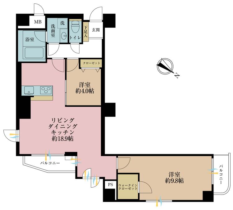 その他 2LDK、専有面積73.54m2、バルコニー面積6.14m2