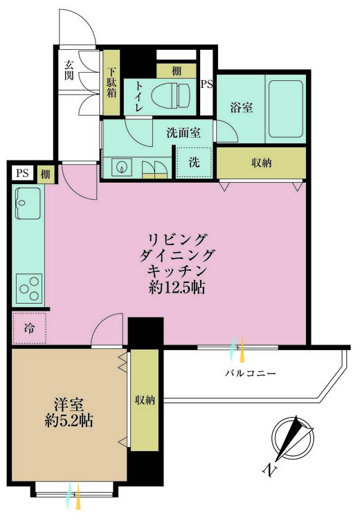 その他 1LDK、専有面積45.6m2、バルコニー面積4.82m2