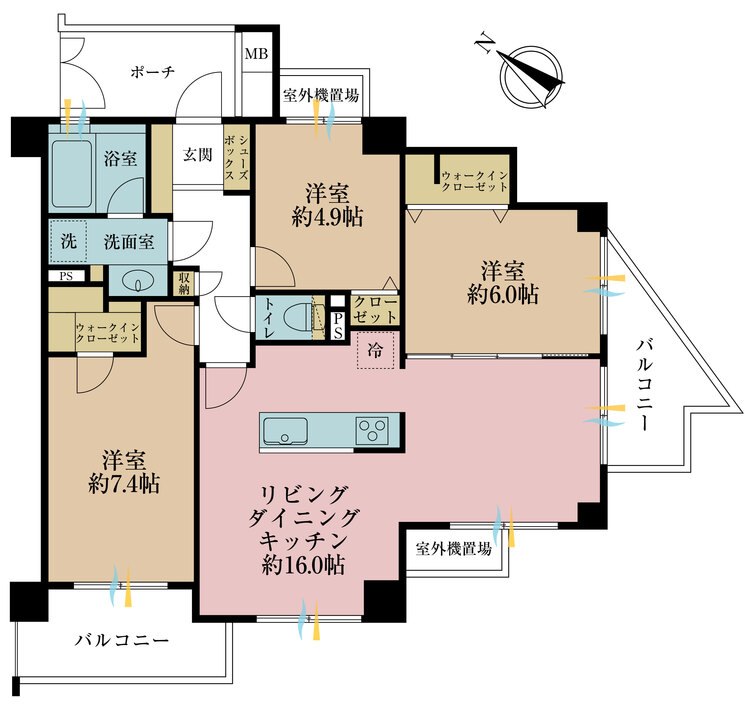 その他 3LDK、専有面積76.12m2、バルコニー面積10.65m2