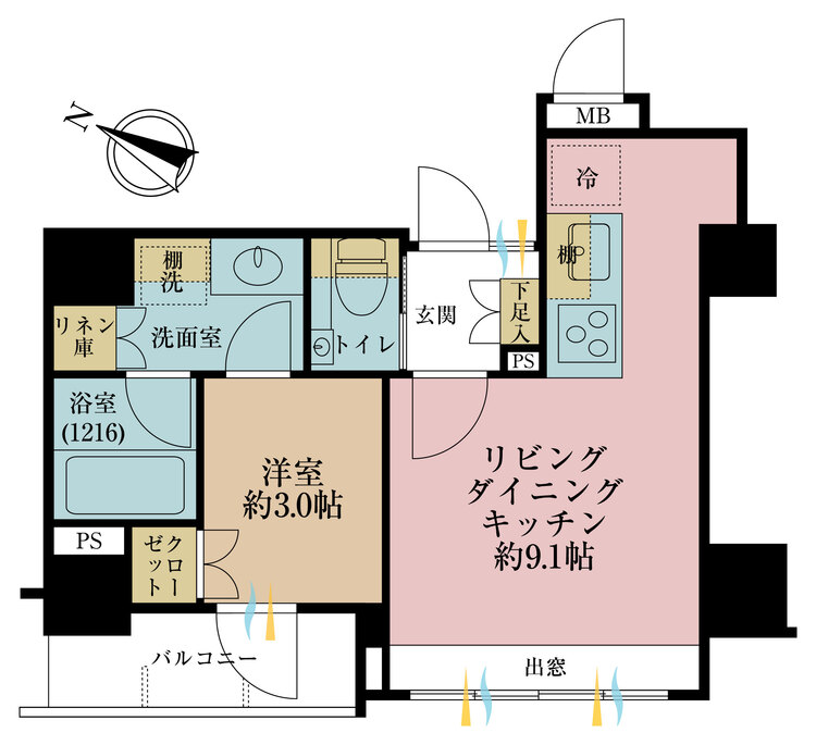 その他 1LDK、専有面積31.26m2、バルコニー面積3.36m2