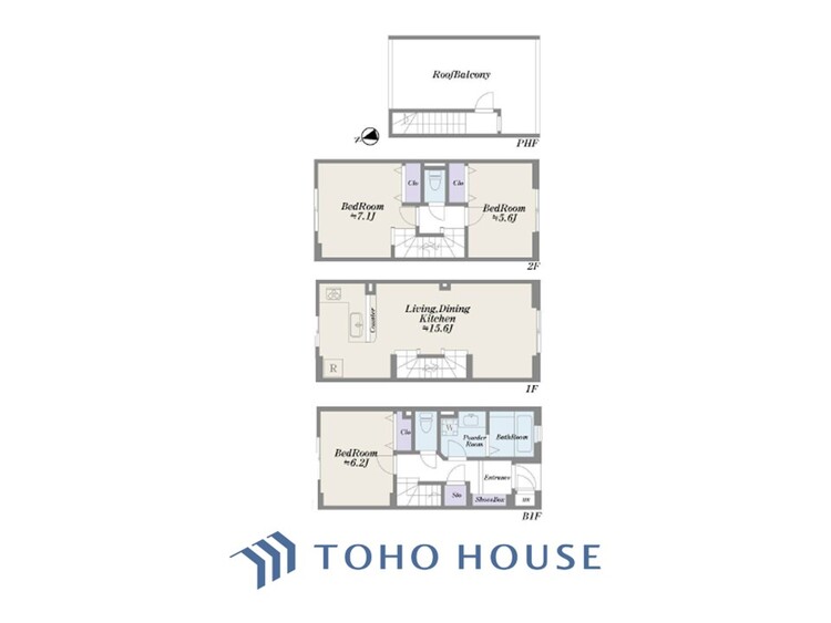 間取り 暮らし続けることで、住まいの意味を問いかける。団欒を育むスペースは通風・日当たり良好で、窓を開けるとすこやかな風が吹き抜けます。