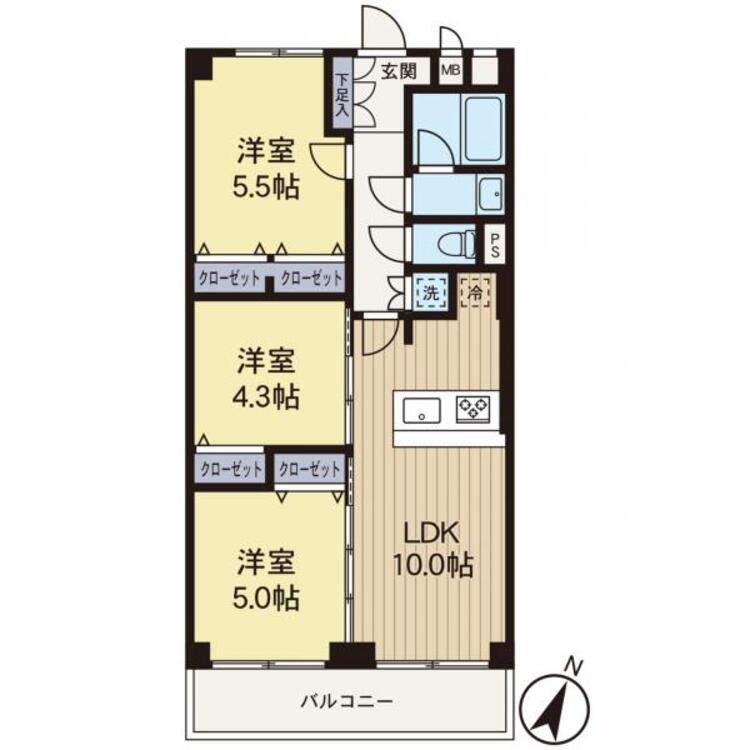間取り 【間取り図】南西向きで陽当り、通風良好です！
